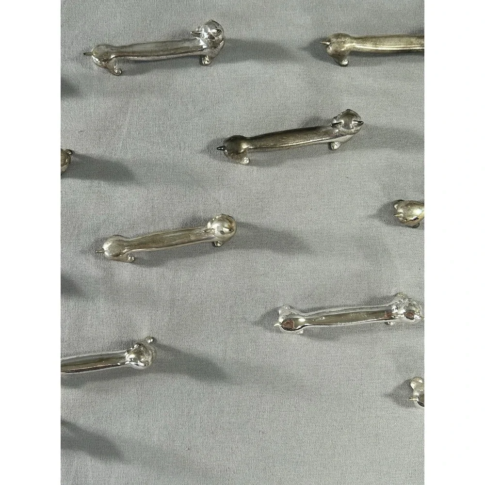 vintage silver-plated cat-shaped knife rests lot 12 Holiday Whimsical Art Deco